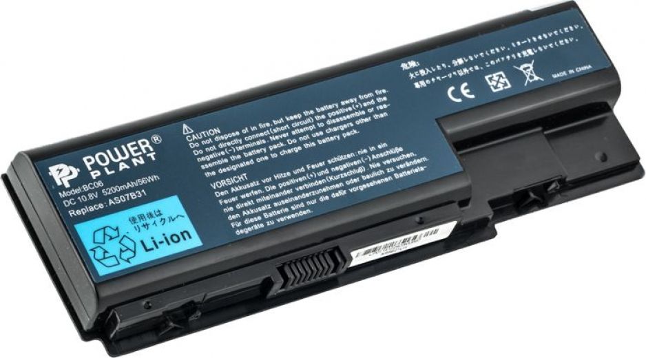Акумулятор PowerPlant для Acer Aspire 5230 Black (10.8V/5200mAh/6Cells) (NB00000146) - фото - інтернет-магазин електроніки та побутової техніки TTT