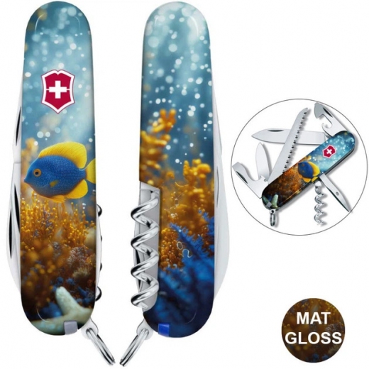 Ніж Victorinox CAMPER DESIGN Желто-голубая рыбка 1.3613.7.R2020pk - фото - інтернет-магазин електроніки та побутової техніки TTT