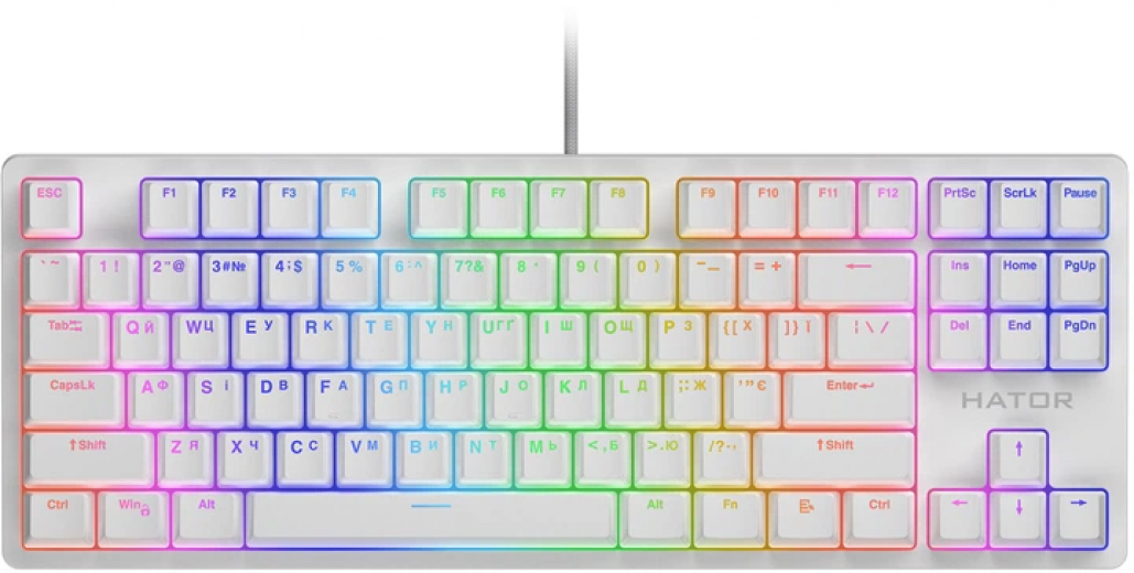 Клавіатура дротова Hator Rockfall 2 Mecha TKL Orange USB (HTK-521) White  - фото - інтернет-магазин електроніки та побутової техніки TTT