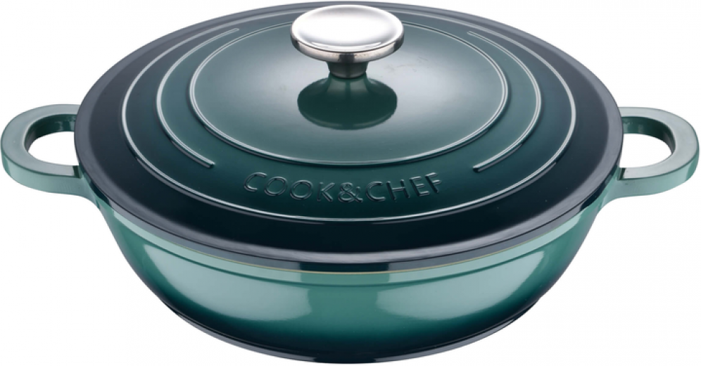 Сотейник с крышкой Bergner Excalibur 24 см (BG-36103-GR) Green - фото - интернет-магазин электроники и бытовой техники TTT