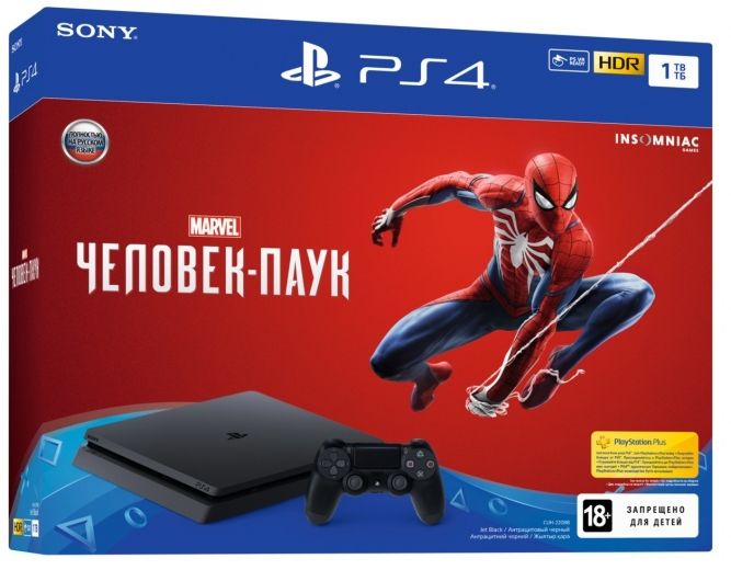 Игровая приставка ﻿Sony PlayStation 4 Slim 1TB (CUH-2108B) Bundle + игра Marvel Человек-паук (PS4) - фото - интернет-магазин электроники и бытовой техники TTT