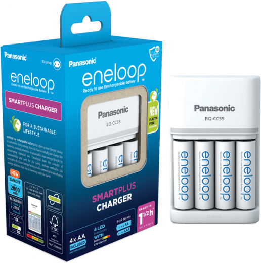 Зарядное устройство Panasonic Basic Charger New + Eneloop 4 AA 2000 mAh New (K-KJ55MCD40E) - фото - интернет-магазин электроники и бытовой техники TTT