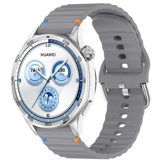 Ремінець BeCover Ribbed Tape для Huawei Watch GT 5 / GT 4 (46mm) / GT 3 (46mm) / GT 2 (46mm) / GT 2 Pro / Watch GS Pro (714285) Gray - фото - інтернет-магазин електроніки та побутової техніки TTT