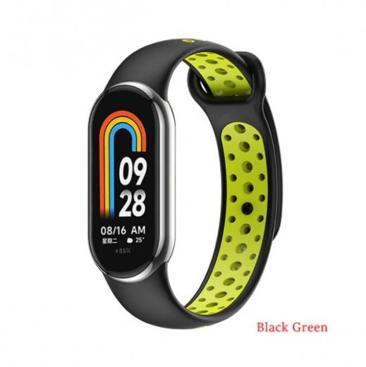 Ремешок BeCover Vents Style для Xiaomi Mi Smart Band 9 (711984) Black-Green - фото - інтернет-магазин електроніки та побутової техніки TTT
