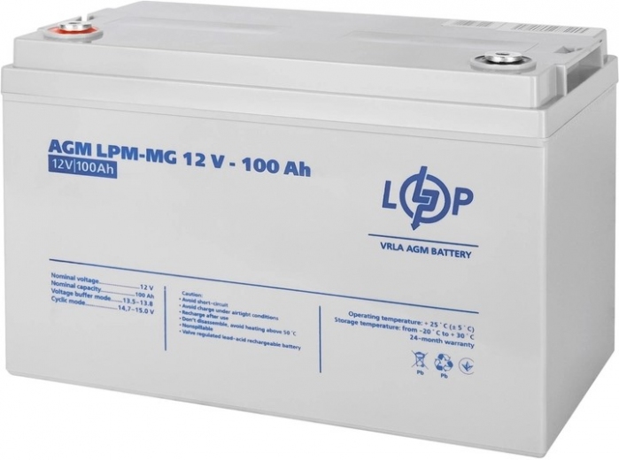 Акумуляторна батарея LogicPower 12V 100AH (LPM-MG 12 - 100 AH) AGM мультигель - фото - інтернет-магазин електроніки та побутової техніки TTT