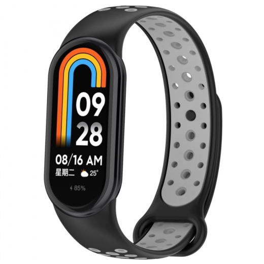 Ремешок BeCover Vents Style для Xiaomi Mi Smart Band 10 (713628) Black-Gray - фото - интернет-магазин электроники и бытовой техники TTT