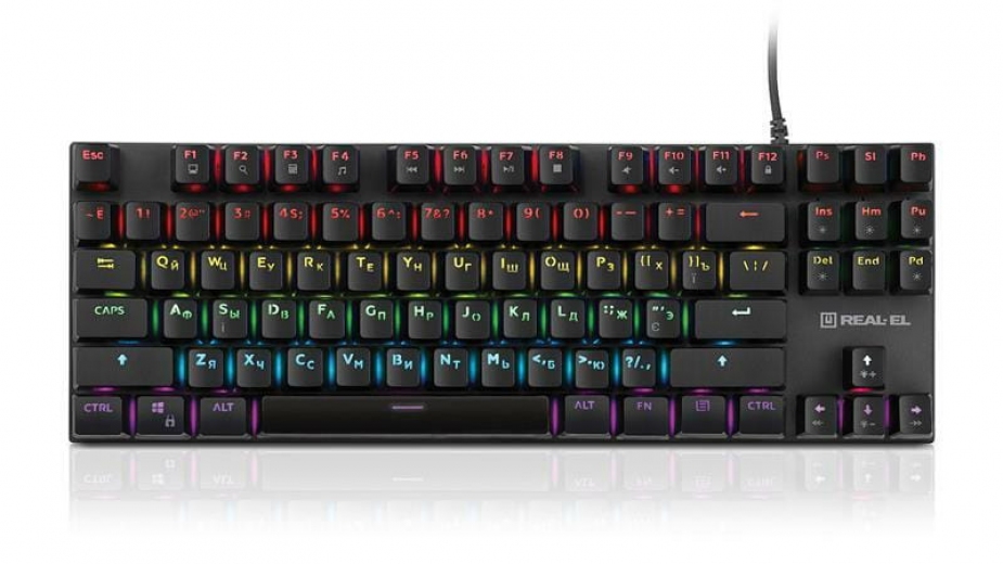 Клавіатура провідна Real-El M 05 Huano Blue USB Grey (EL123100044) - фото - інтернет-магазин електроніки та побутової техніки TTT