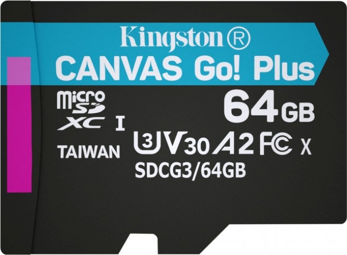 Карта памяти Kingston MicroSDXC 64GB Canvas Go! Plus Class 10 UHS-I U3 V30 A2 (SDCG3/64GBSP) - фото Карта памяти Kingston MicroSDXC 64GB Canvas Go! Plus Class 10 UHS-I U3 V30 A2 (SDCG3/64GBSP) - фото - интернет-магазин электроники и бытовой техники TTT