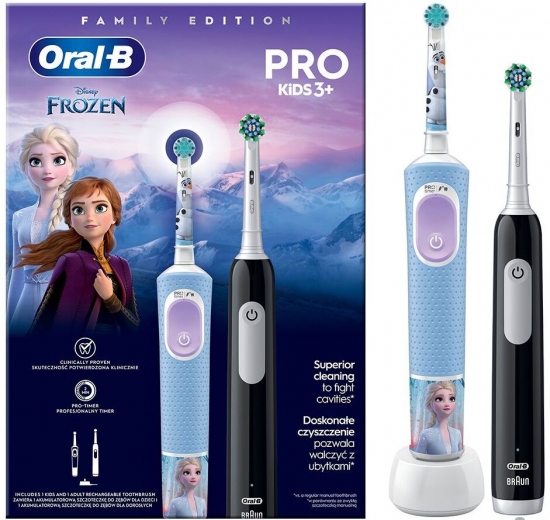 Електрична зубна щітка Braun Oral-B Pro Series 1 (D305.513.3) + Pro Kids Frozen (D103.413.2K) Family Edition - фото - інтернет-магазин електроніки та побутової техніки TTT
