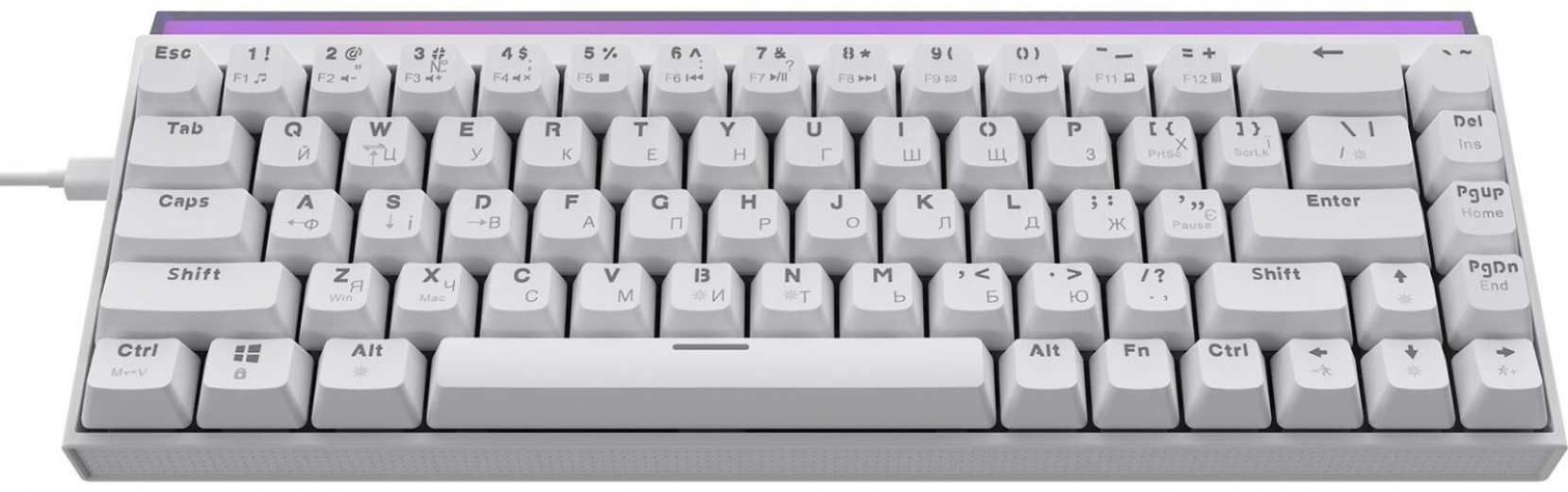 Клавиатура проводная Ajazz NK68 Red Switch USB (NK68-R-W) White  - фото - интернет-магазин электроники и бытовой техники TTT