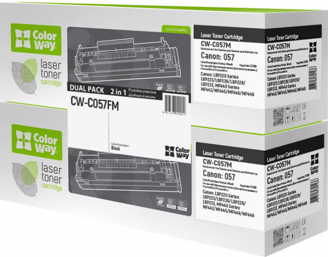 Тонер-картридж ColorWay для Canon 057 LBP223/226/228/MF443/445/446/MF449 Dual Pack Black (CW-C057FM) - фото - интернет-магазин электроники и бытовой техники TTT