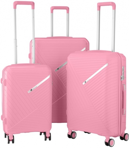 Набір пластикових валіз 2E SIGMA (L+M+S) 4 колеса (2E-SPPS-SET3-PK) Рожевий  - фото - інтернет-магазин електроніки та побутової техніки TTT