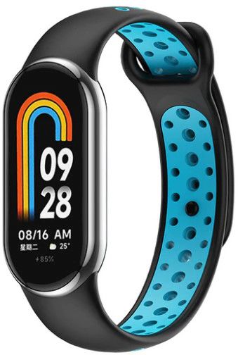 Ремінець BeCover Vents Style для Xiaomi Mi Smart Band 8 (709414) Black-Blue - фото - інтернет-магазин електроніки та побутової техніки TTT