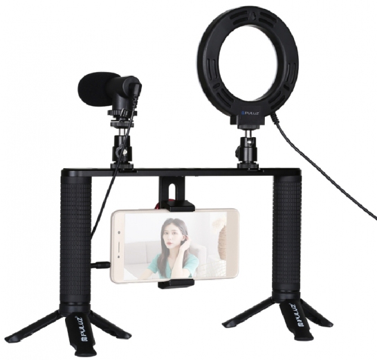 Комплект блогера Puluz PKT3028 4в1 (свет, крепление, держатель для телефона, микрофон) - фото Комплект блогера Puluz PKT3028 4в1 (свет, крепление, держатель для телефона, микрофон) - фото - интернет-магазин электроники и бытовой техники TTT