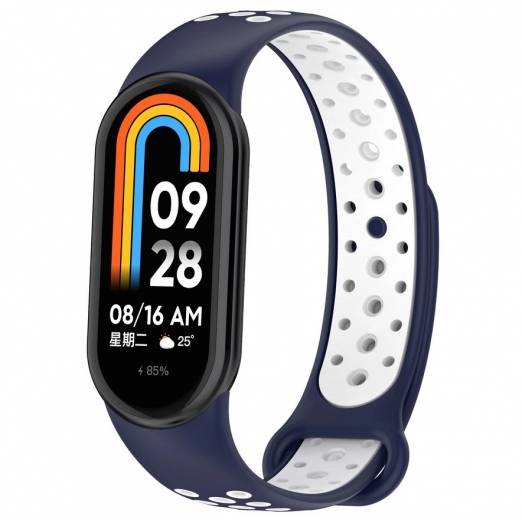 Ремешок BeCover Vents Style для Xiaomi Mi Smart Band 10 (713632) Blue-White - фото - интернет-магазин электроники и бытовой техники TTT