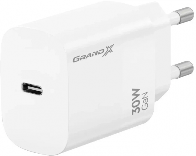 Сетевое зарядное устройство Grand-X CH-390W 30W Type-C Quick Charge QС3.0 White - фото - интернет-магазин электроники и бытовой техники TTT