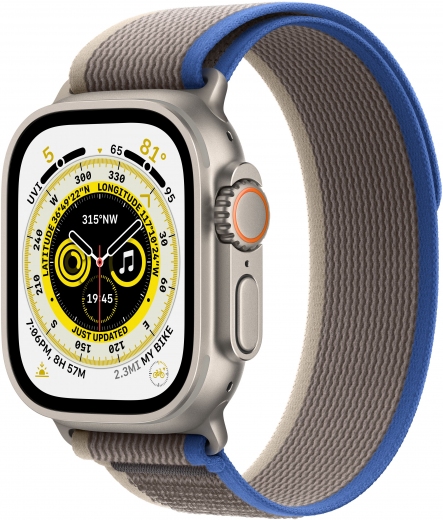 Apple Watch Ultra GPS + Cellular, 49mm Titanium Case with Blue/Gray Trail Loop - S/M (MNHL3UL/A) - фото - інтернет-магазин електроніки та побутової техніки TTT