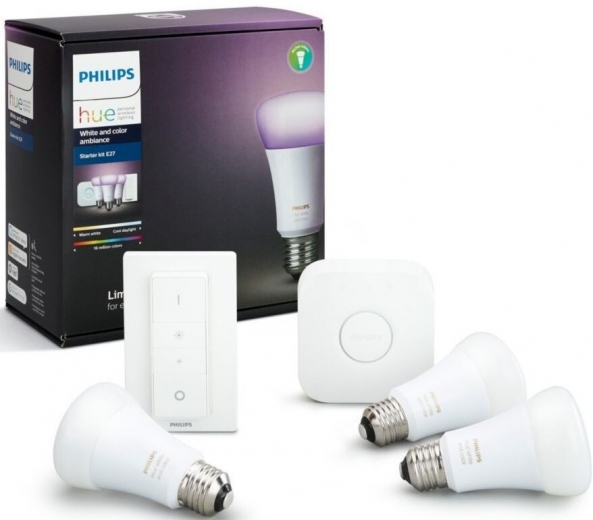 Стартовый комплект Philips Hue Color (Bridge, Dimmer, лампа E27 3шт) (929002216825) - фото - интернет-магазин электроники и бытовой техники TTT