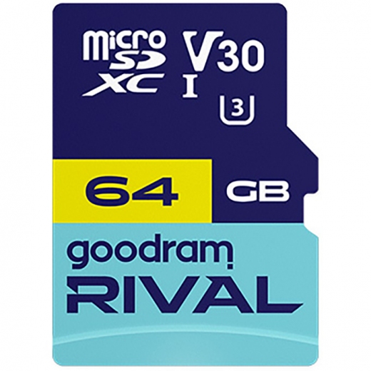 Карта пам'яті Goodram Rival M3AA Pro Gaming microSDXC 64GB UHS-I U3 V30 + SD адаптер (GGSM3AA-0640R12) - фото - інтернет-магазин електроніки та побутової техніки TTT