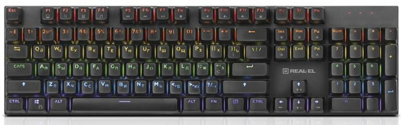 Клавіатура провідна Real-El M 13 Huano Blue USB Grey (EL123100045) - фото - інтернет-магазин електроніки та побутової техніки TTT