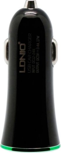 Автомобильное зарядное устройство LDNIO DL-C28 + Lightning USB Cable (2USB 3.4A) Black - фото - интернет-магазин электроники и бытовой техники TTT