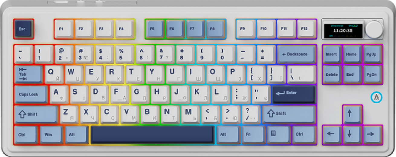 Клавіатура бездротова Ajazz AK870 PLUS Murad Switch RGB Wireless/Bluetooth/USB (AK870-MU-BWD) White  - фото - інтернет-магазин електроніки та побутової техніки TTT