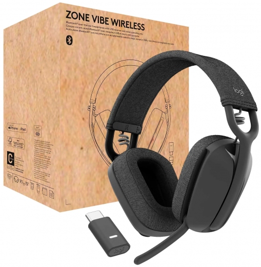 Наушники Logitech Zone Vibe Wireless UC (981-001199) Graphite  - фото - интернет-магазин электроники и бытовой техники TTT