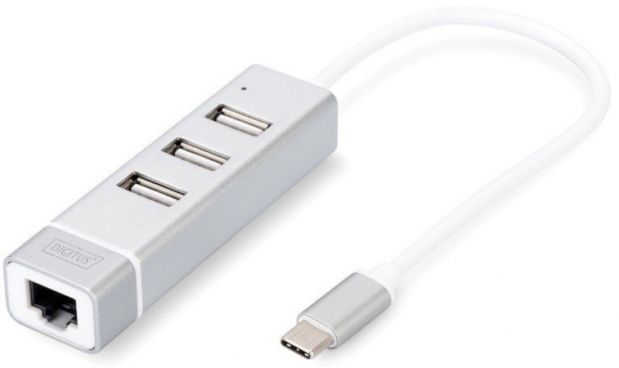 Перехідник Digitus USB Type-C - 3xUSB + Fast Ethernet (DA-70253) - фото - інтернет-магазин електроніки та побутової техніки TTT