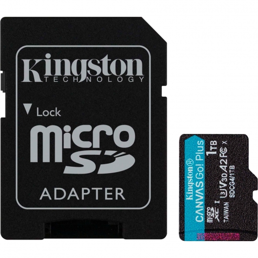 Карта пам`яті Kingston microSDXC (UHS-1 U3) Canvas Go! Plus 1Tb class 10 A2 V30 (R200MB/s, W-160MB/s) (adapter SD) (SDCG4/1TB) - фото - інтернет-магазин електроніки та побутової техніки TTT