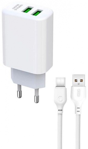 Мережевий зарядний пристрій XO L85C 2USB 2.4A type-C cable White - фото - інтернет-магазин електроніки та побутової техніки TTT