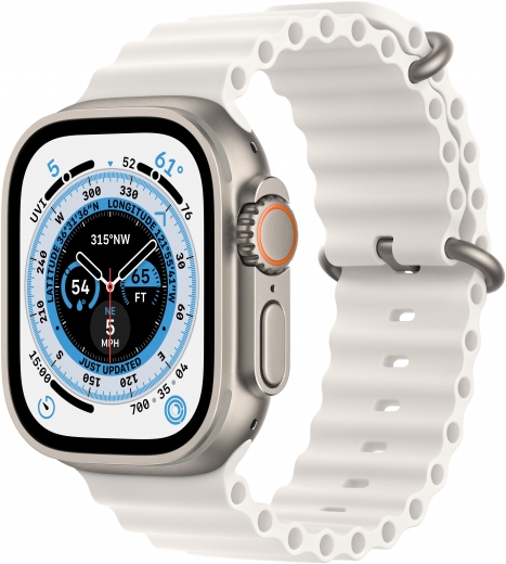 Apple Watch Ultra GPS + Cellular, 49mm Titanium Case with White Ocean Band (MNHF3UL/A) - фото - інтернет-магазин електроніки та побутової техніки TTT