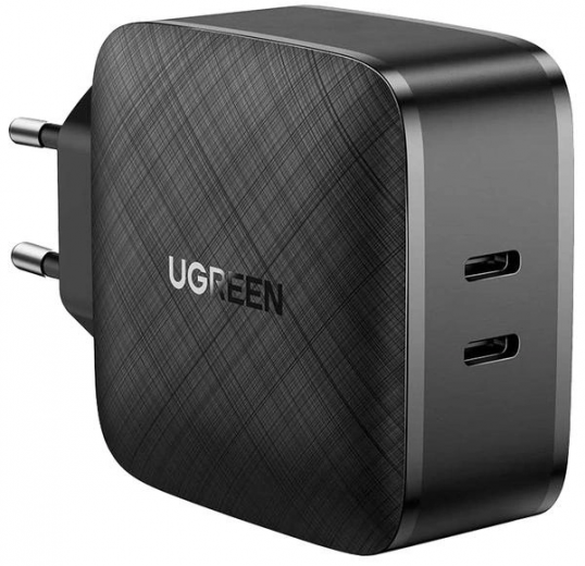 Сетевое зарядное устройство Ugreen CD216 66W 2xType-C PD Charger (UGR-70867) Black  - фото - интернет-магазин электроники и бытовой техники TTT