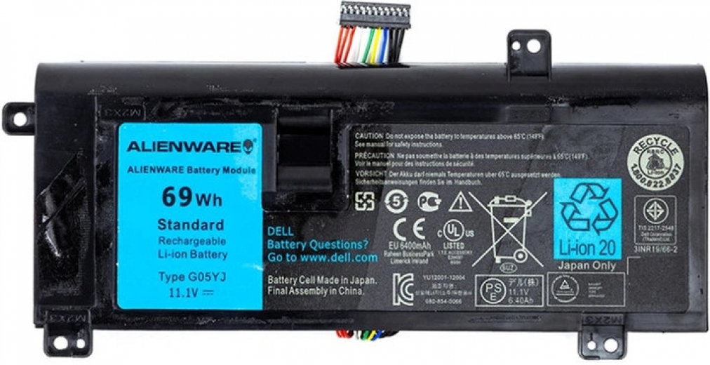 Акумулятор для ноутбуків Dell Alienware 14 Series (G05YJ) 11.1 V 69 Wh (original) (NB441594) - фото - інтернет-магазин електроніки та побутової техніки TTT