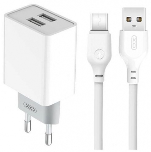 Сетевое зарядное устройство XO L65 2USB 2.4A type-C cable White - фото Сетевое зарядное устройство XO L65 2USB 2.4A type-C cable White - фото - интернет-магазин электроники и бытовой техники TTT