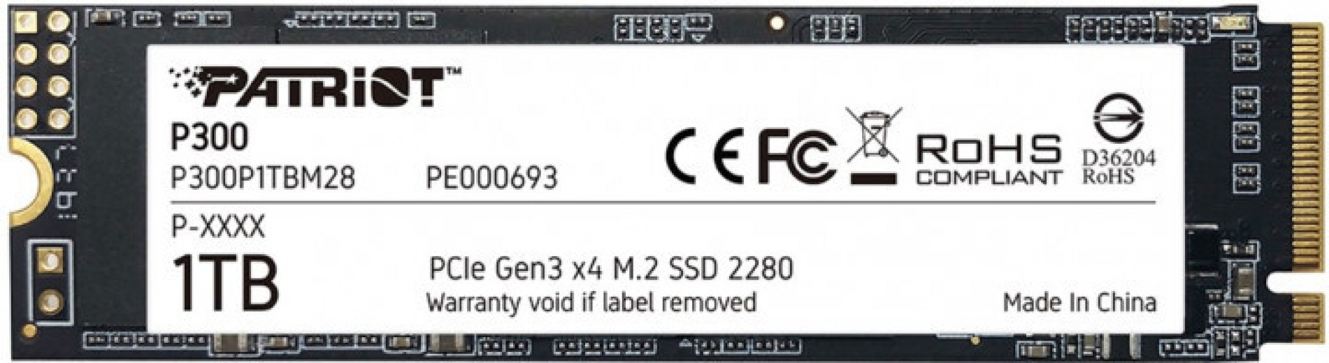 SSD накопичувач Patriot P300 1TB M.2 2280 NVMe PCIe 3.0 x4 3D NAND TLC (P300P1TBM28) - фото SSD накопичувач Patriot P300 1TB M.2 2280 NVMe PCIe 3.0 x4 3D NAND TLC (P300P1TBM28) - фото - інтернет-магазин електроніки та побутової техніки TTT