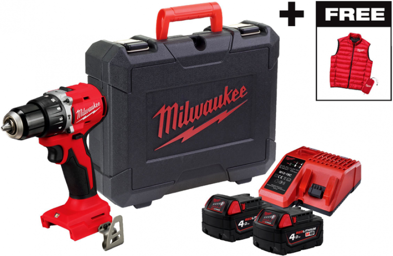 Аккумуляторная дрель-шуруповерт Milwaukee М18 BLPDRC-402С+ ЗУ + 2 АКБ + HD кейс + жилетка (4933499458) - фото Аккумуляторная дрель-шуруповерт Milwaukee М18 BLPDRC-402С+ ЗУ + 2 АКБ + HD кейс + жилетка (4933499458) - фото - интернет-магазин электроники и бытовой техники TTT