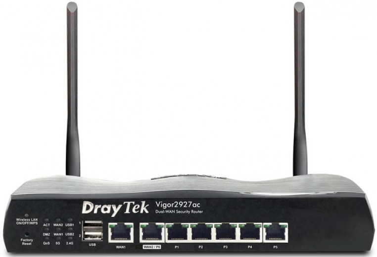 Маршрутизатор DrayTek Vigor 2927ac 2(6) WAN GbE 5 LAN GbE 2 USB 2.0 50 VPN Multi-LAN Black - фото - интернет-магазин электроники и бытовой техники TTT