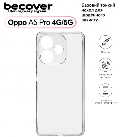 Панель BeCover для Oppo A5 Pro 4G/5G (713787) Transparancy - фото Панель BeCover для Oppo A5 Pro 4G/5G (713787) Transparancy - фото - інтернет-магазин електроніки та побутової техніки TTT