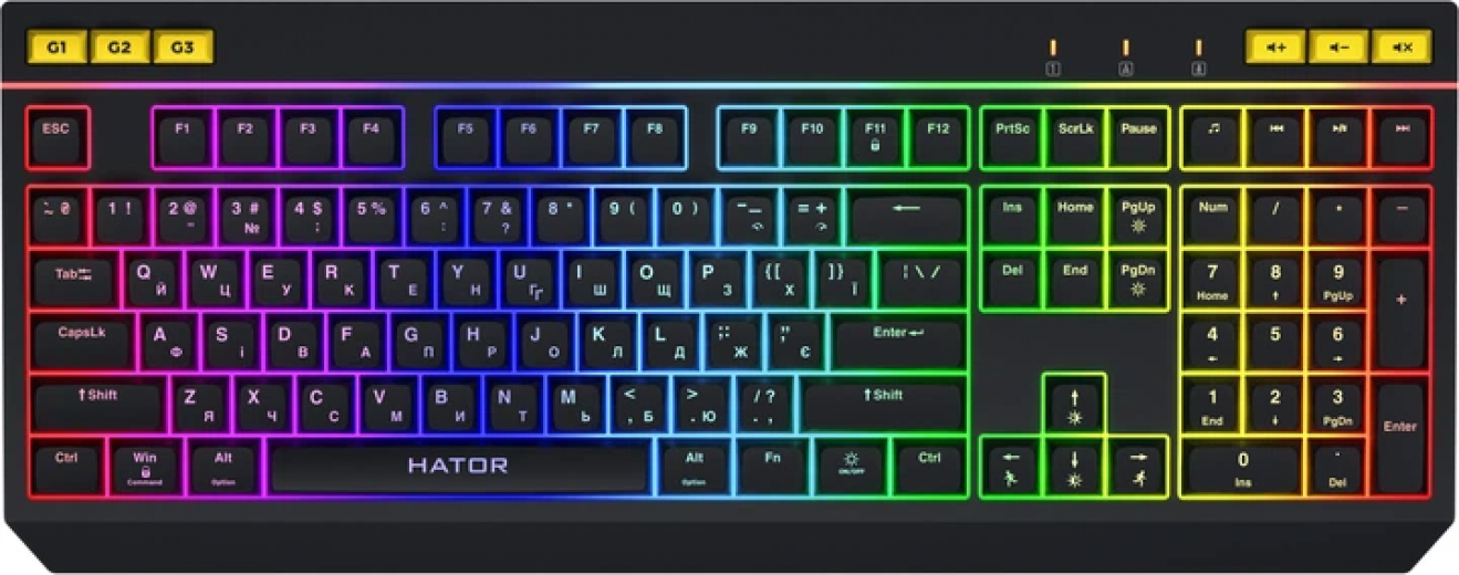 Клавиатура проводная HATOR Icefall RGB USB (HTK402UA) Black  - фото - интернет-магазин электроники и бытовой техники TTT