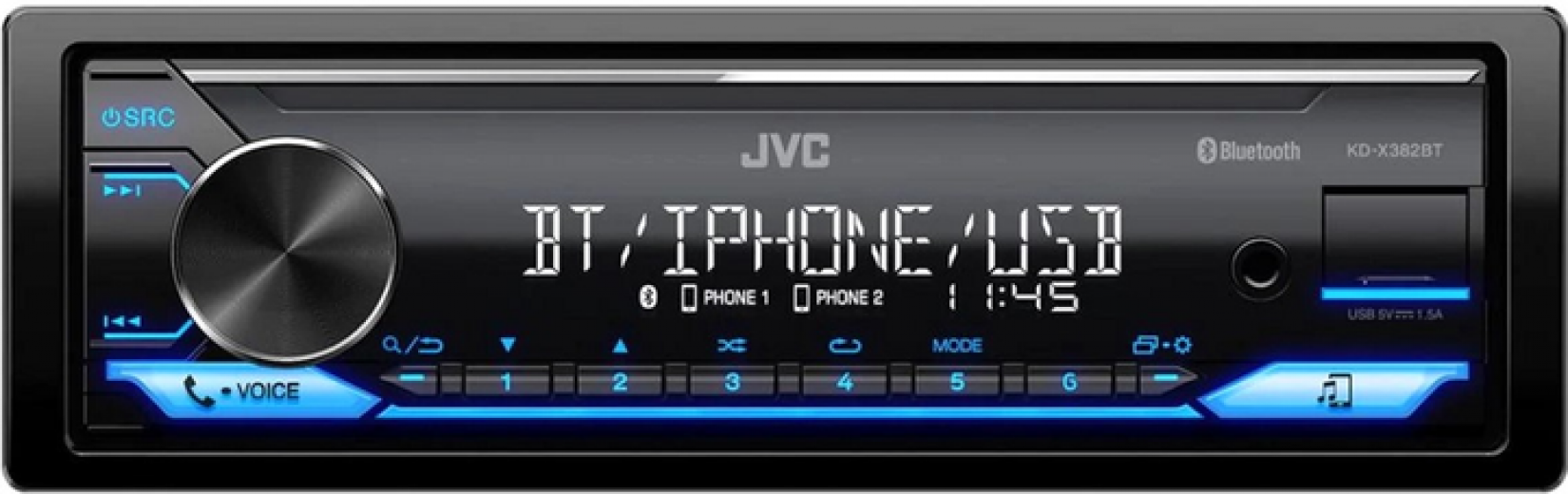 Автомагнитола JVC KD-X382BT  - фото Автомагнитола JVC KD-X382BT  - фото - интернет-магазин электроники и бытовой техники TTT