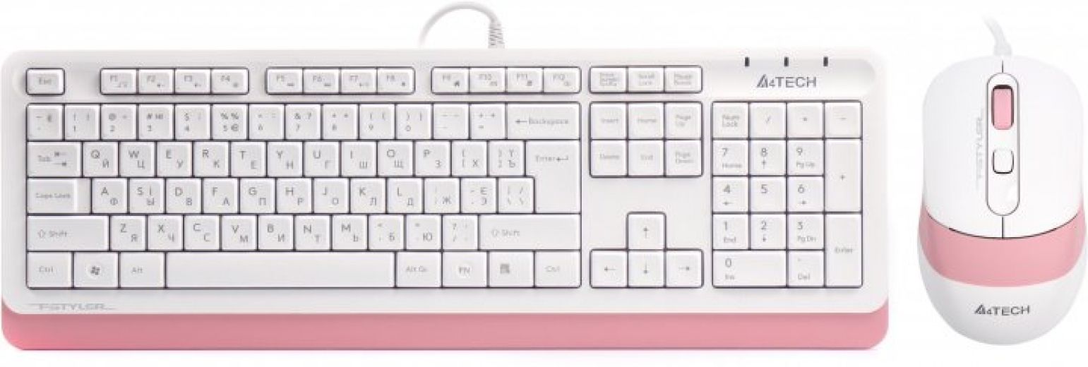 Комплект проводной A4Tech F1010 (4711421947367) Pink/White - фото - интернет-магазин электроники и бытовой техники TTT