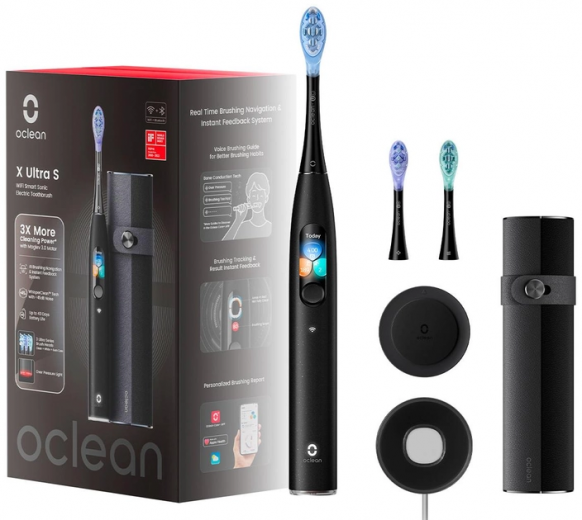 Електрична зубна щітка Oclean X Ultra Set Black - фото - інтернет-магазин електроніки та побутової техніки TTT