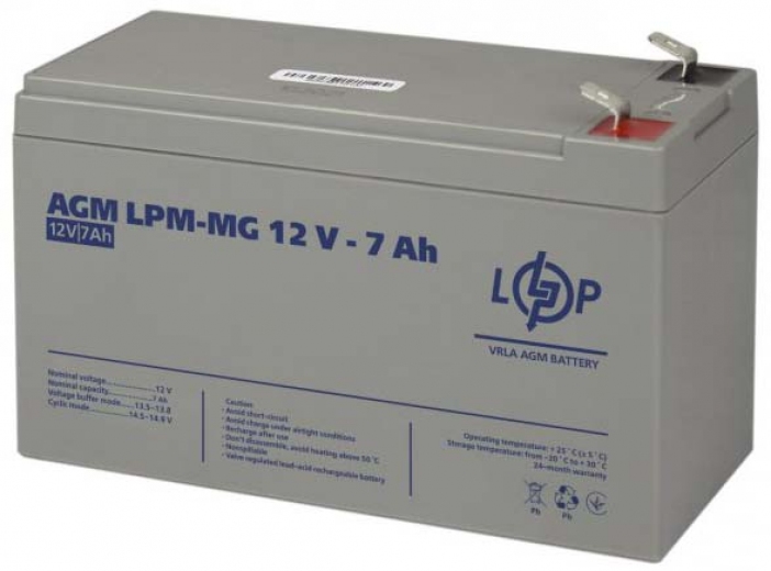 Акумуляторна батарея LogicPower 12V 7AH (LPM-MG 12 - 7 AH) AGM мультигель - фото - інтернет-магазин електроніки та побутової техніки TTT