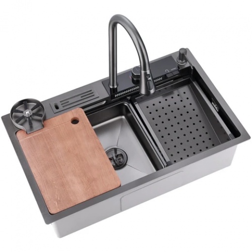 Кухонная мойка Lefton Workstation Kitchen Sink Set Digital Temperature Display KS2205 (SK019-G) - фото - интернет-магазин электроники и бытовой техники TTT