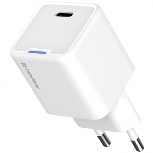 Мережевий зарядний пристрій ColorWay GaN Mini 35W PD Port PPS USB-C (CW-CHS056PD-WT) White - фото - інтернет-магазин електроніки та побутової техніки TTT
