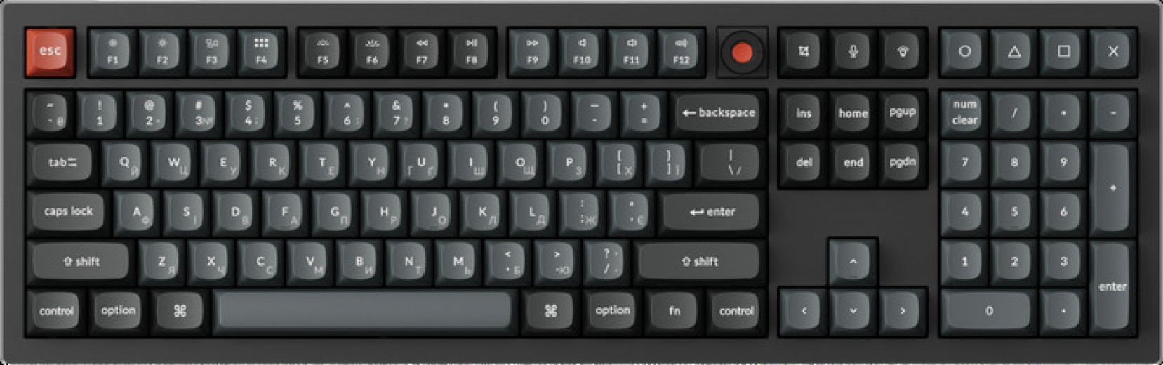 Клавіатура дротова Keychron V6 8K Keychron Super Red Switch Black RGB (V6W-D1-UA) - фото - інтернет-магазин електроніки та побутової техніки TTT