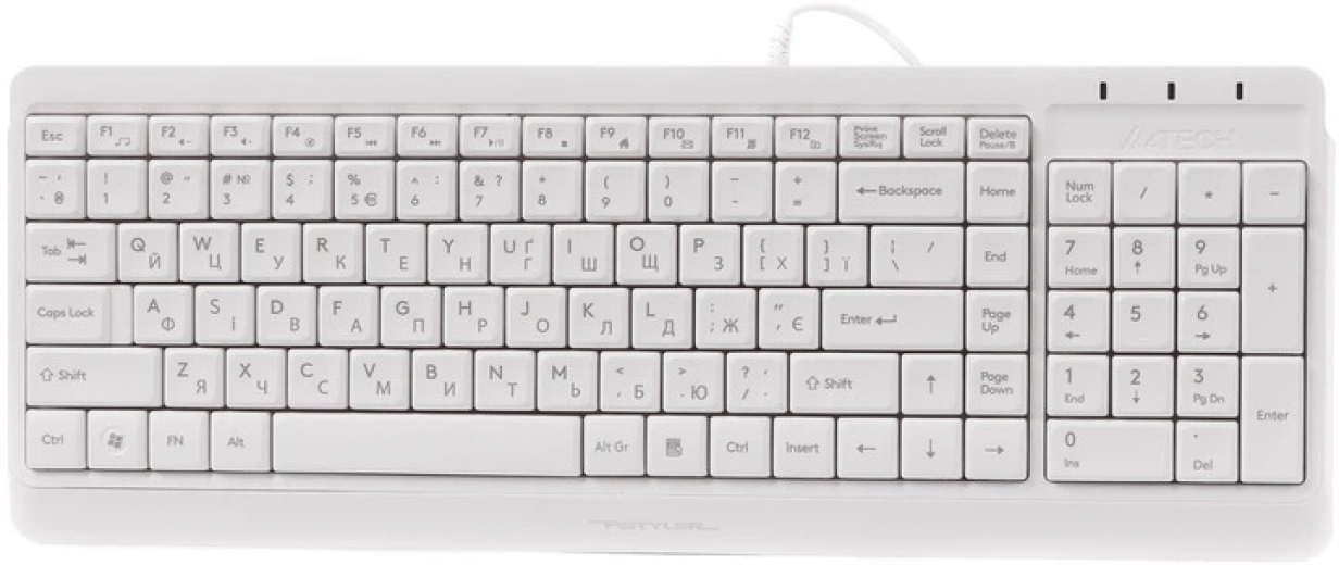 Клавиатура проводная A4Tech FK15 USB (4711421956888) White  - фото - интернет-магазин электроники и бытовой техники TTT