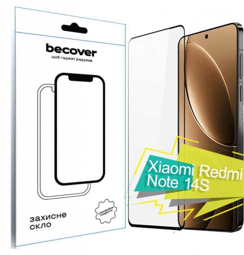 Захисне скло Becover для Xiaomi Redmi Note 14S (713417) Black - фото - інтернет-магазин електроніки та побутової техніки TTT