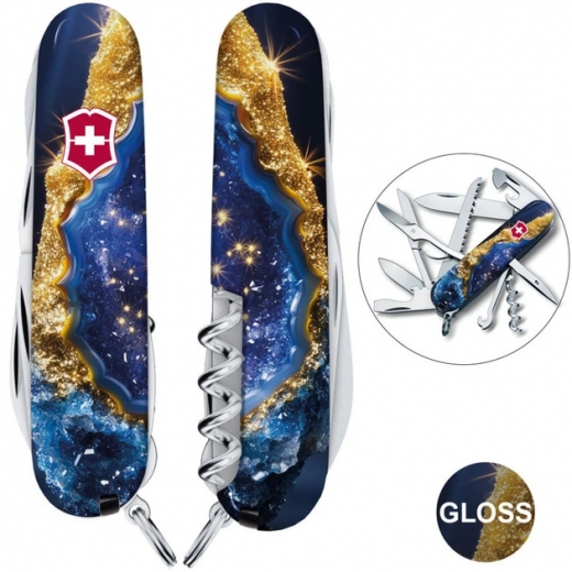 Ніж Victorinox HUNTSMAN DESIGN Золотисто-блакитний кристал 1.3713.3.R2040pk - фото - інтернет-магазин електроніки та побутової техніки TTT