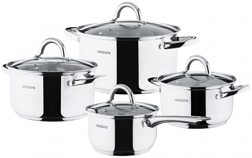 Набор посуды Ardesto Gemini Gourmet 8 предметов (AR1908PS) - фото Набор посуды Ardesto Gemini Gourmet 8 предметов (AR1908PS) - фото - интернет-магазин электроники и бытовой техники TTT